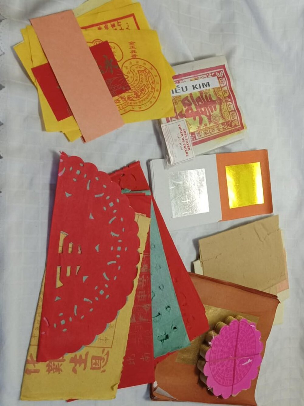 Set of prayer papers, joss papers, and tissue papers